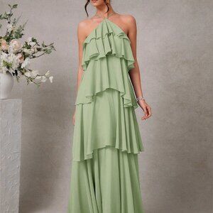 Green Elegant Women's Romantic Wedding Maxi Dress
